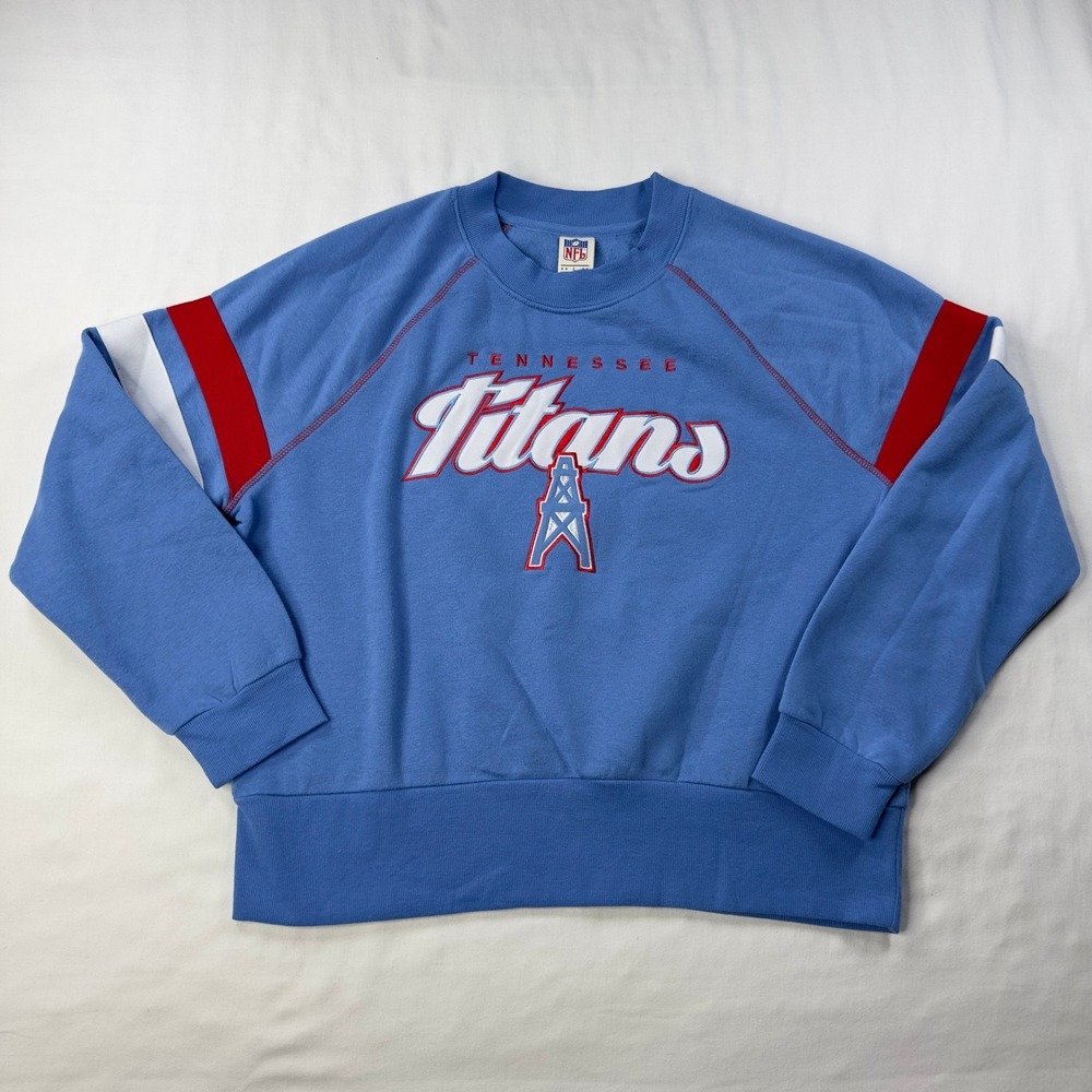 Vintage Tennessee Titans Oilers Women's Large Retro NFL‎ Blue Sweatshirt